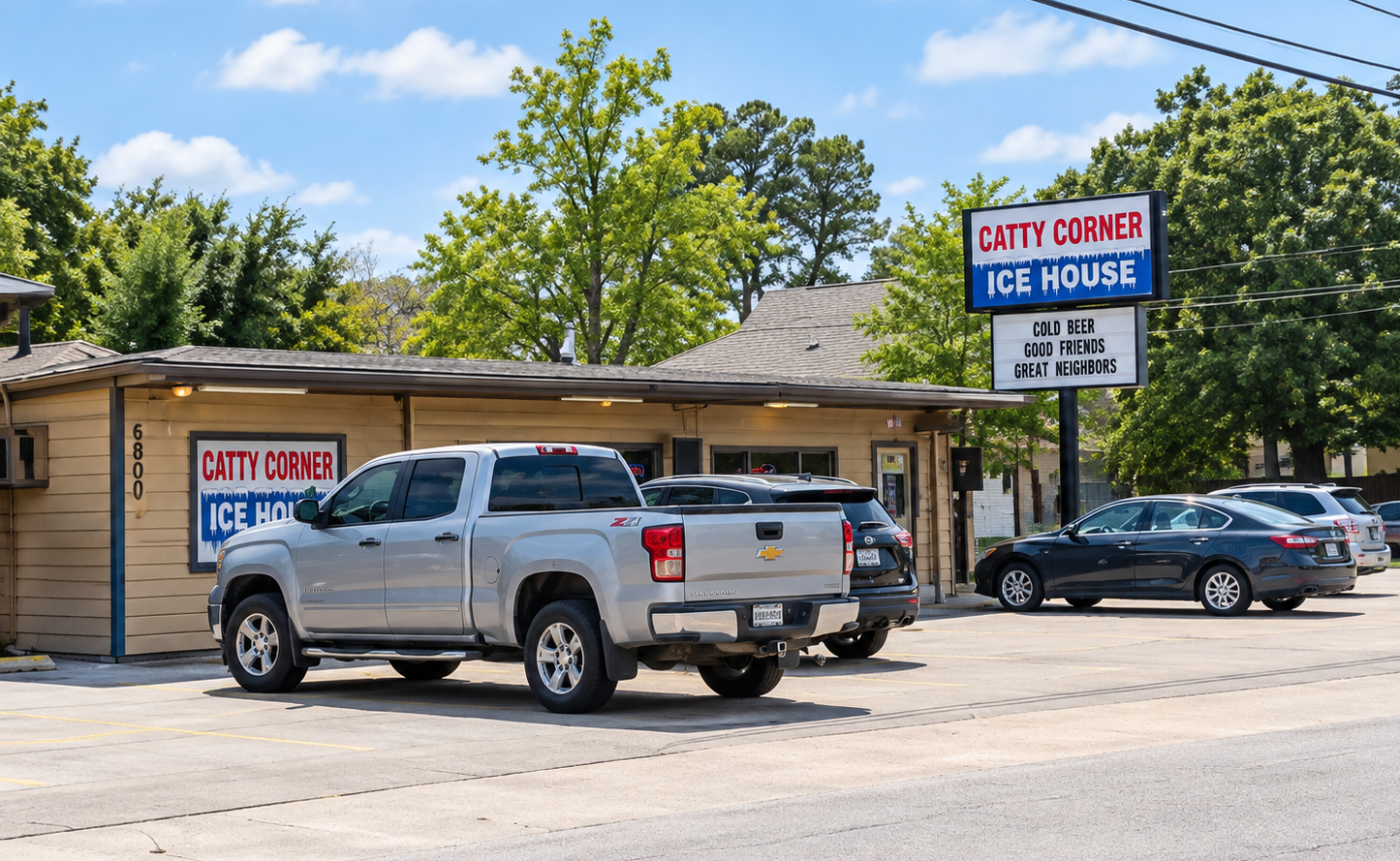 Exterior of Catty-Corner Ice House in Houston